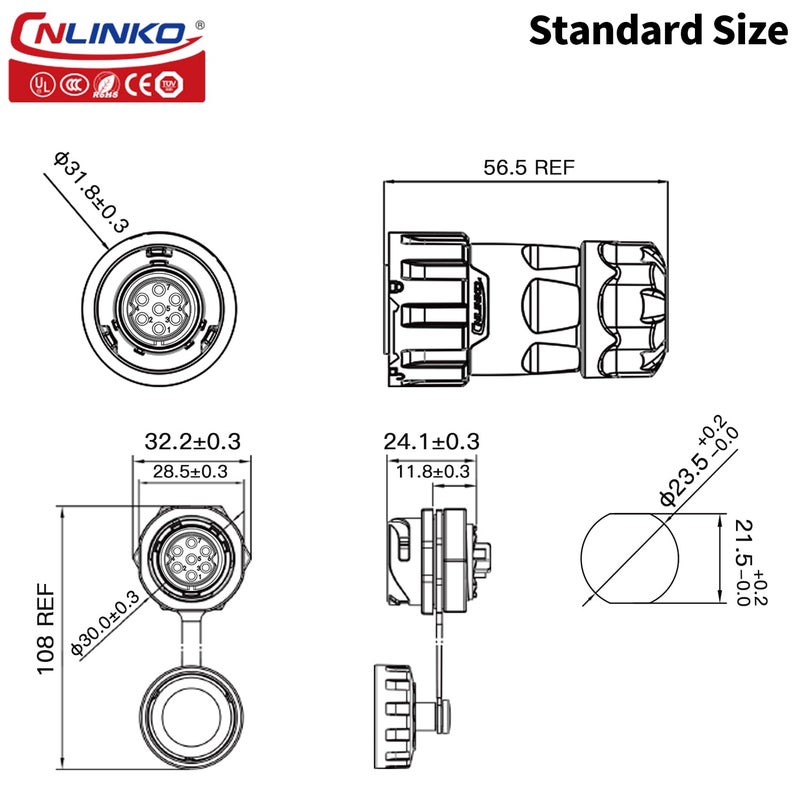 CNLINKO YM-20 Single-Hole Waterproof Connector with PIN Partitioned Design, IP68 Circular Connector, Quick Plugging Aviation Connector, M20 Power Data Connector (7 PIN) - Image 4